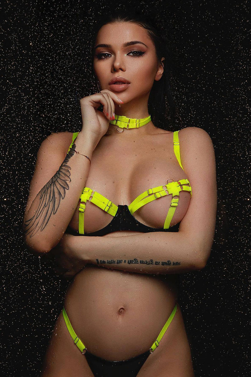 3wishes.com Apparel & Accessories > Lingerie - Plus Size Neon Open Cup Bra Set - Premium Quality 3wishes.com